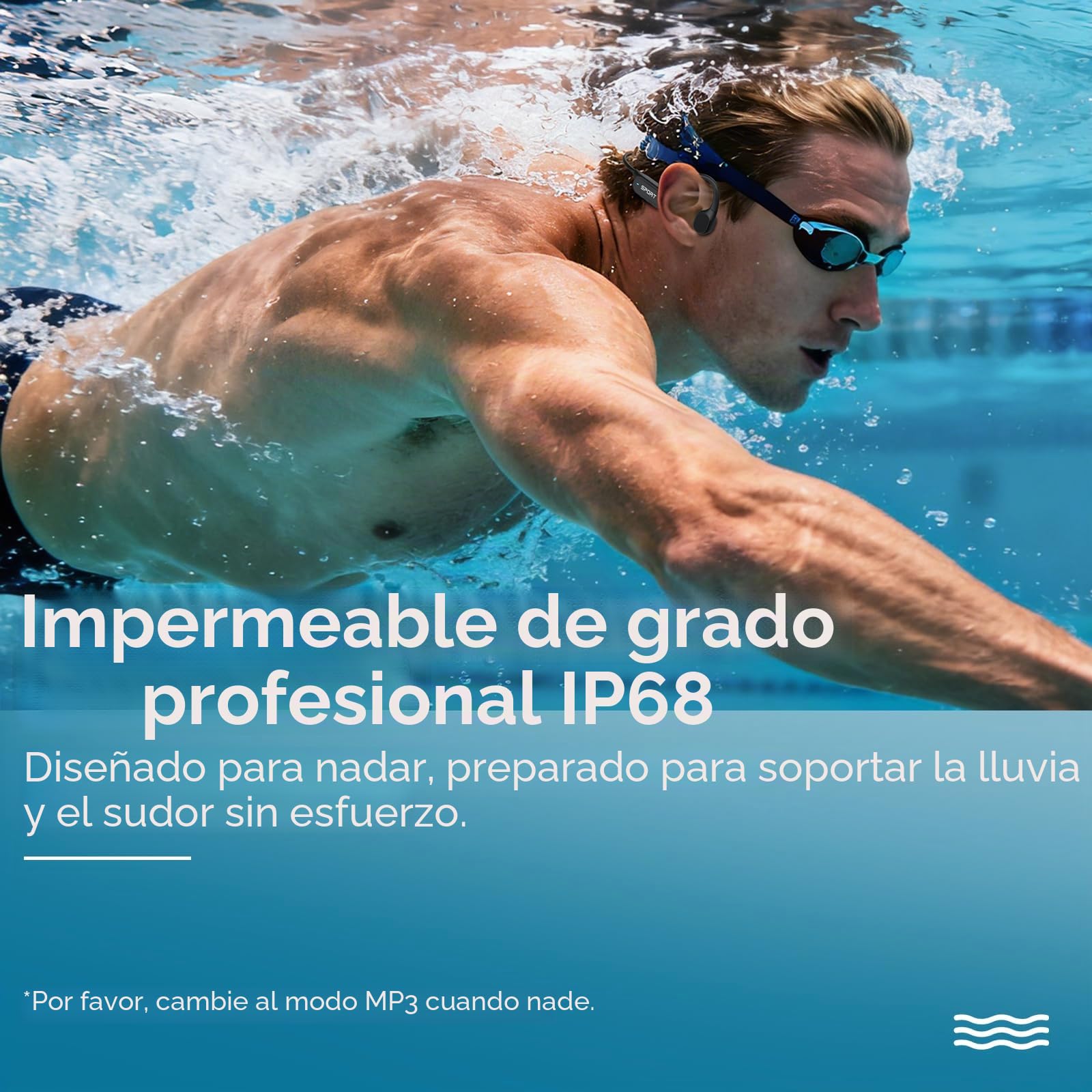 Belife B11 Bone Conduction Headphones, IP68 Waterproof Earbuds for Swimming, 32GB & Bluetooth 6.0 Wireless Underwater Open Ear Headphones with Mic for Sport