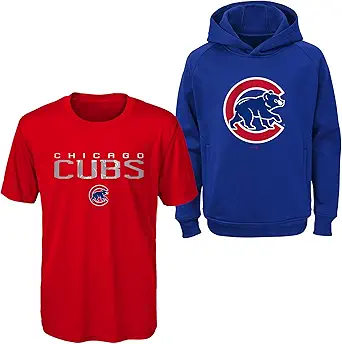 MLB Youth 8-20 Polyester Performance Primary Logo Pullover Sweatshirt Hoodie & T-Shirt 2 Pack Set