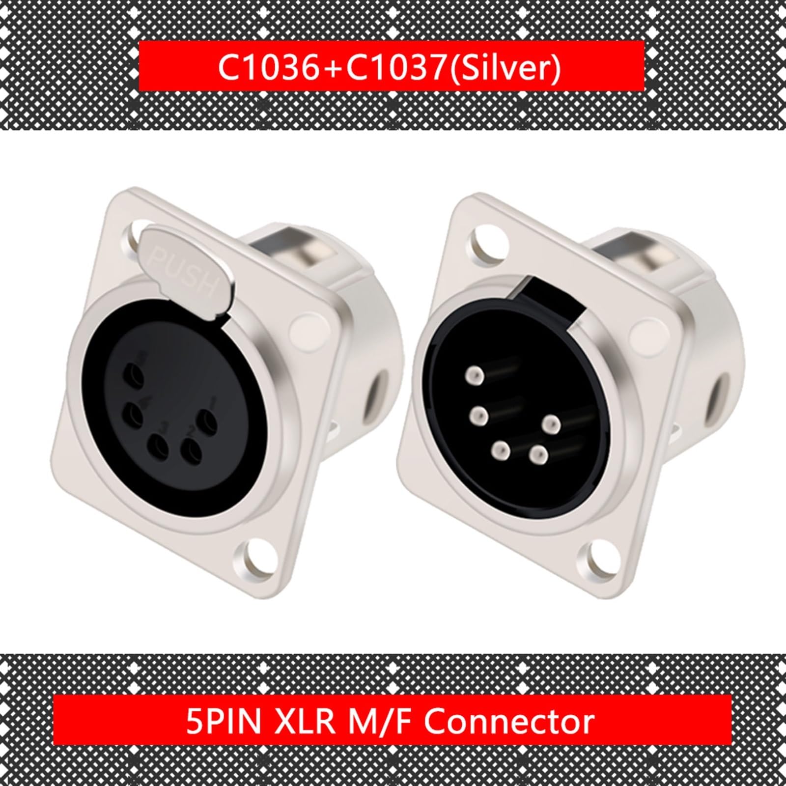 10 sztuk/partia 5-pinowy XLR do montażu panelowego XLR wtyczka męska/żeńskie gniazdo jack mikrofon zacisk kabla mikrofonowego XLR złącze przewodu podwozia (C1036x5 C1037x5)
