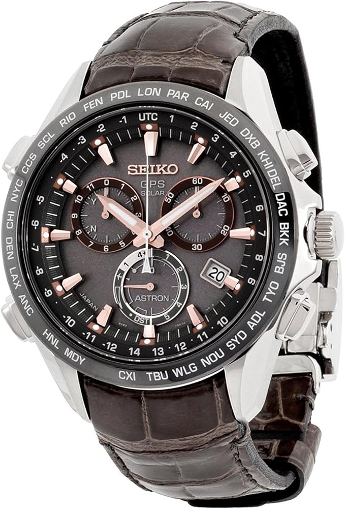 Seiko Astron Black Dial Grey Leather 