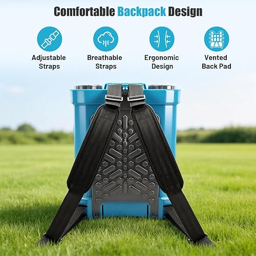 SideKing Knapsack Sprayer 16L - Electric Garden Sprayer with 120 PSI Powerful Pressure, 4000mAh Long Runtime Battery, Dual Wands, Comfort Back Pad, Backpack Sprayer for Lawn, Weed, Patio (Charger Inc) - 5