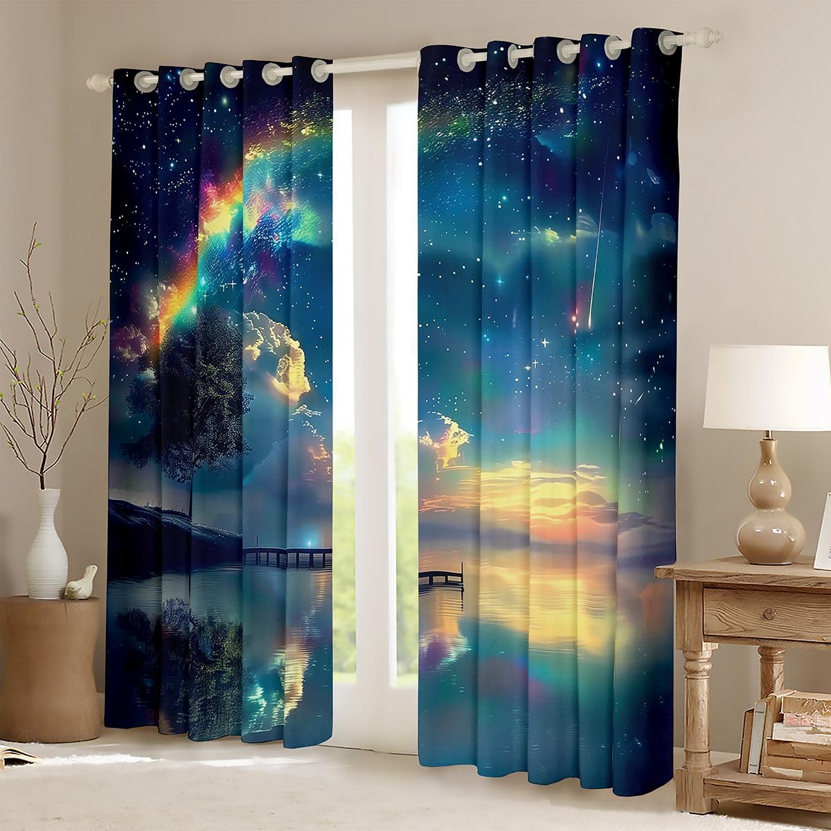 Homewish Tende oscuranti glitterate per camera da letto, 132 x 160 cm
