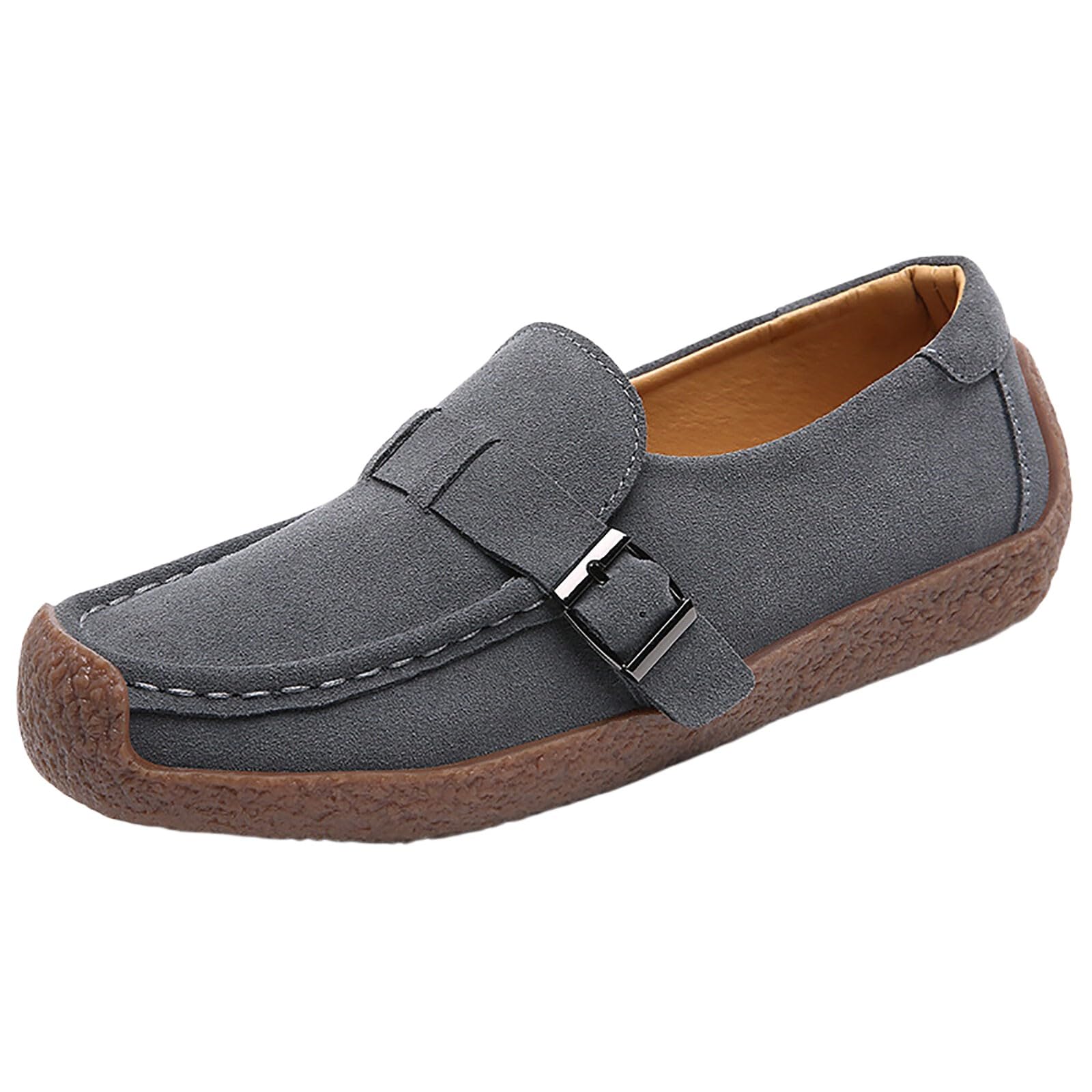 Zapatos Casual Mujer Mocasines Cuero Ante Clásicos Suave Antideslizante Punta Redonda Cómodo