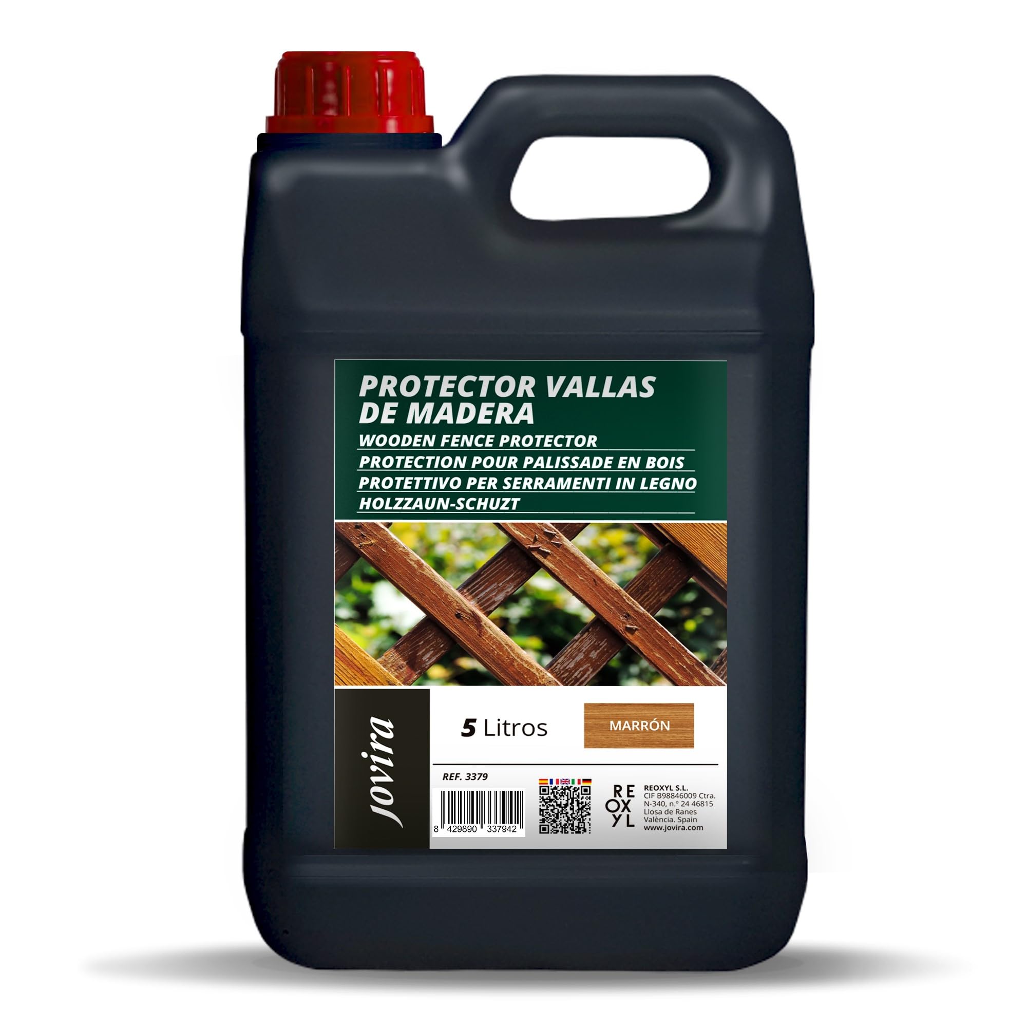 JOVIRA PINTURAS Protector para Vallas de Madera. Emulsión de aceites para proteger la madera. (5 Litros, Marrón) B-36A
