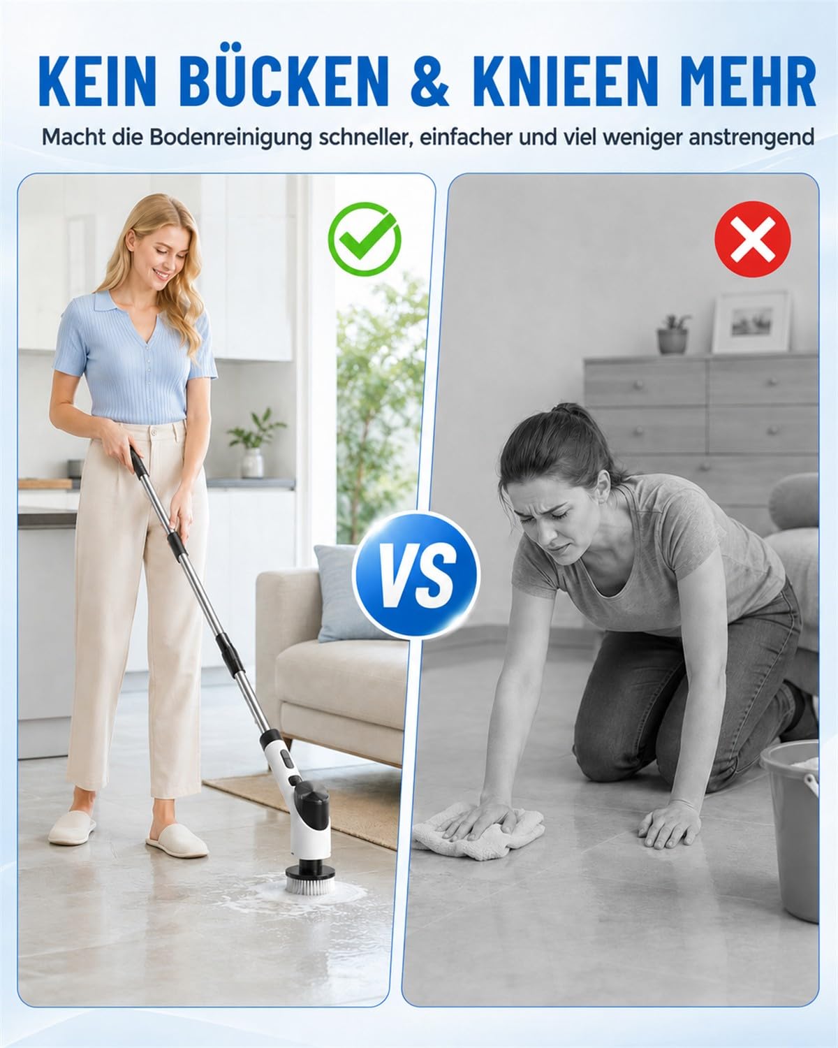 WHATOOK Elektrische Reinigungsbürste mit 8 Wechselbürsten, IPX7 Wasserdicht