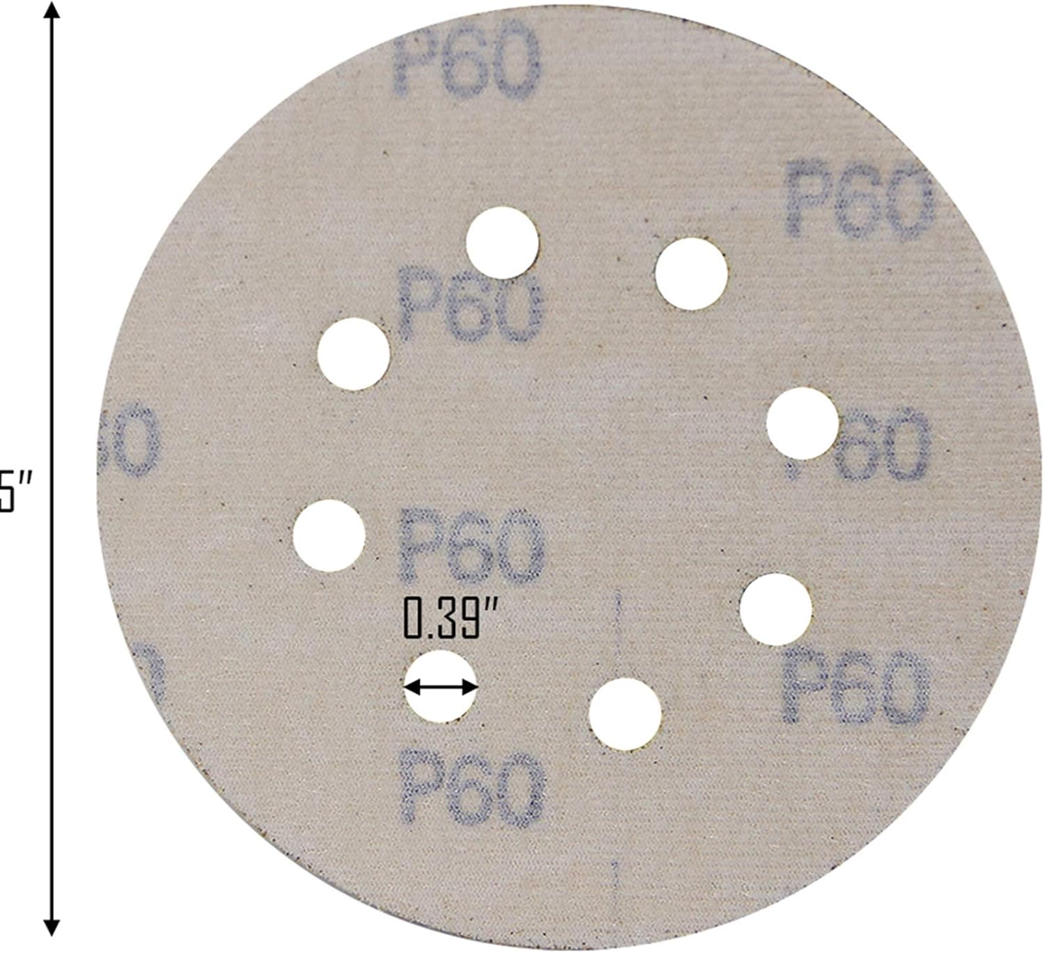 Mestool 58-AP Gold 5-Inch 8-Hole 60 Grit Dustless Hook&Loop 100-pack (60) - Image 3