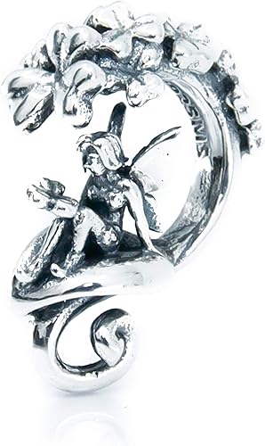 Shamrock's Fairy Irish Sterling Silver Charm S925, Good Luck Irish Shamrock Fairy Magical Fantasy Flying Fairy, Patrick's Day Gift Irish Jewellery