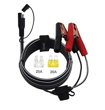 SCCKE 10FT 14AWG Battery Alligator Crocodile Clip to SAE Connector Extension Cable,12V SAE Quick Release Adapter to Alligator Clips Quick Disconnect Cable