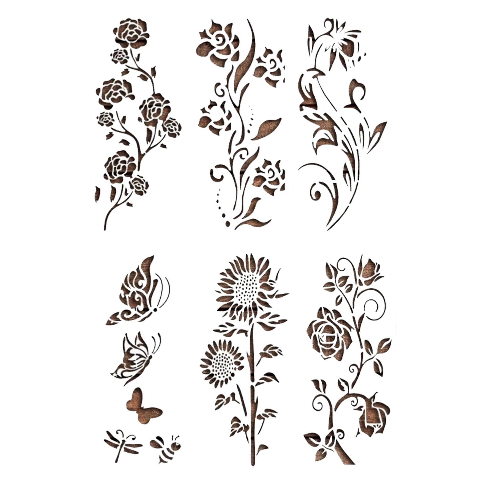 Pochoirs de peinture florale et motifs de nature pour décoration créative DIY