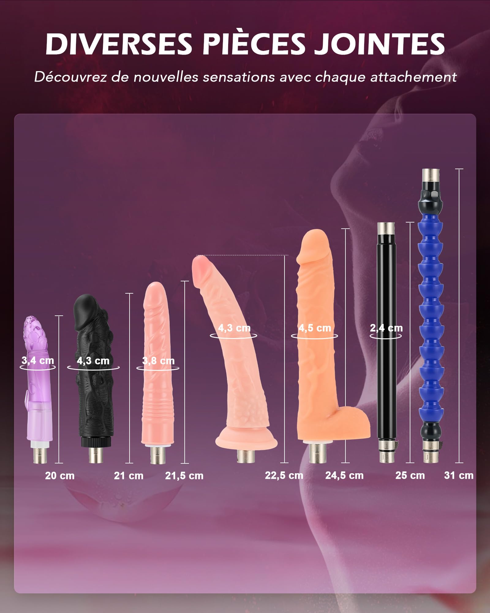 SENSUA Macchina per Sesso Automatica, Dildo Automatico con 7 Accessori 3 Connettori XLR e Telecomando per Uomini e Donne, Giochi Erotiici per Adulti per Massaggio Anale Vaginale Masturbazione