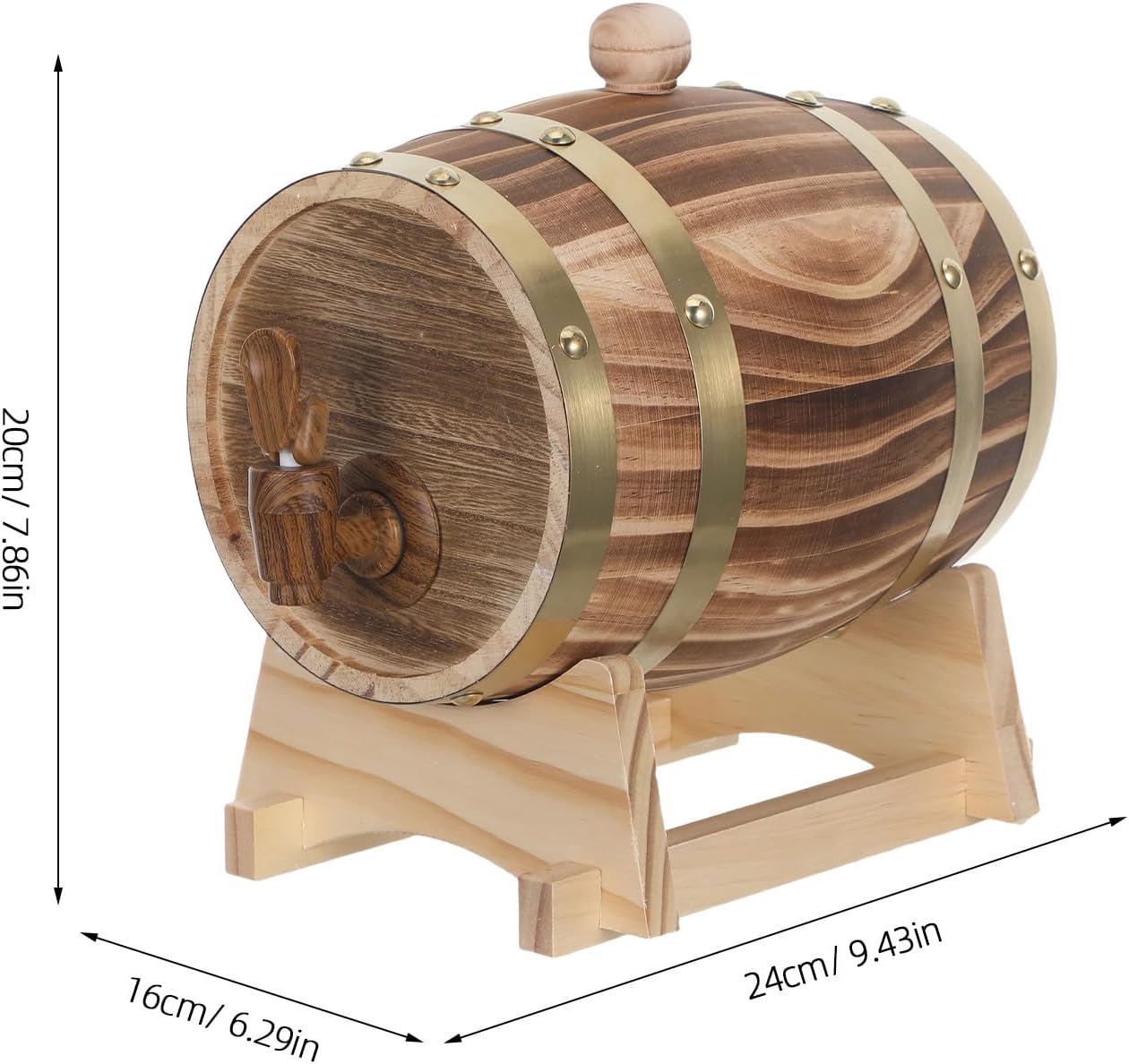 Oak Barrel Liquor Dispenser 1.5 Liter/50Oz - Wine Making Brewing Bucket - Wooden Whiskey Barrel Tap for Home Wine Bar, Beer, Rum, Brandy Aging