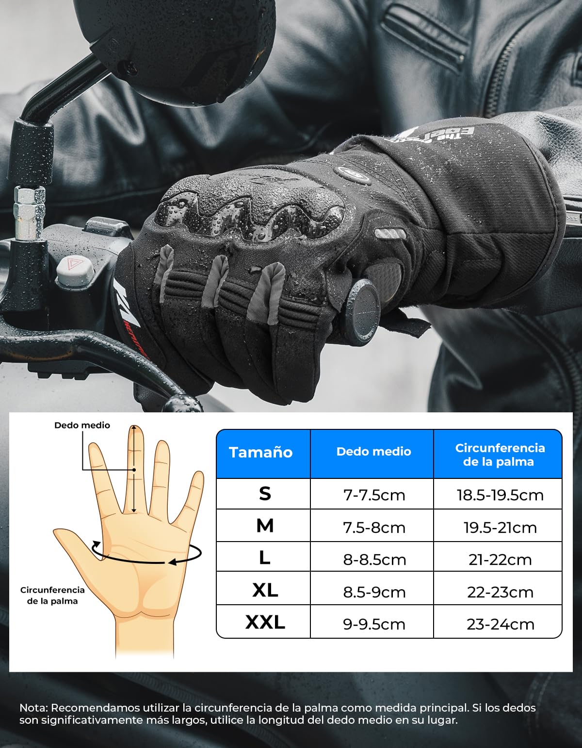 KEMIMOTO Guantes Calefactables, Guantes Moto Térmicos con Batería 2500 mAh, Guantes Moto Invierno Hombre y Mujer, Resistente al Desgaste para Moto, Esquí, Actividades Hielo Nieve