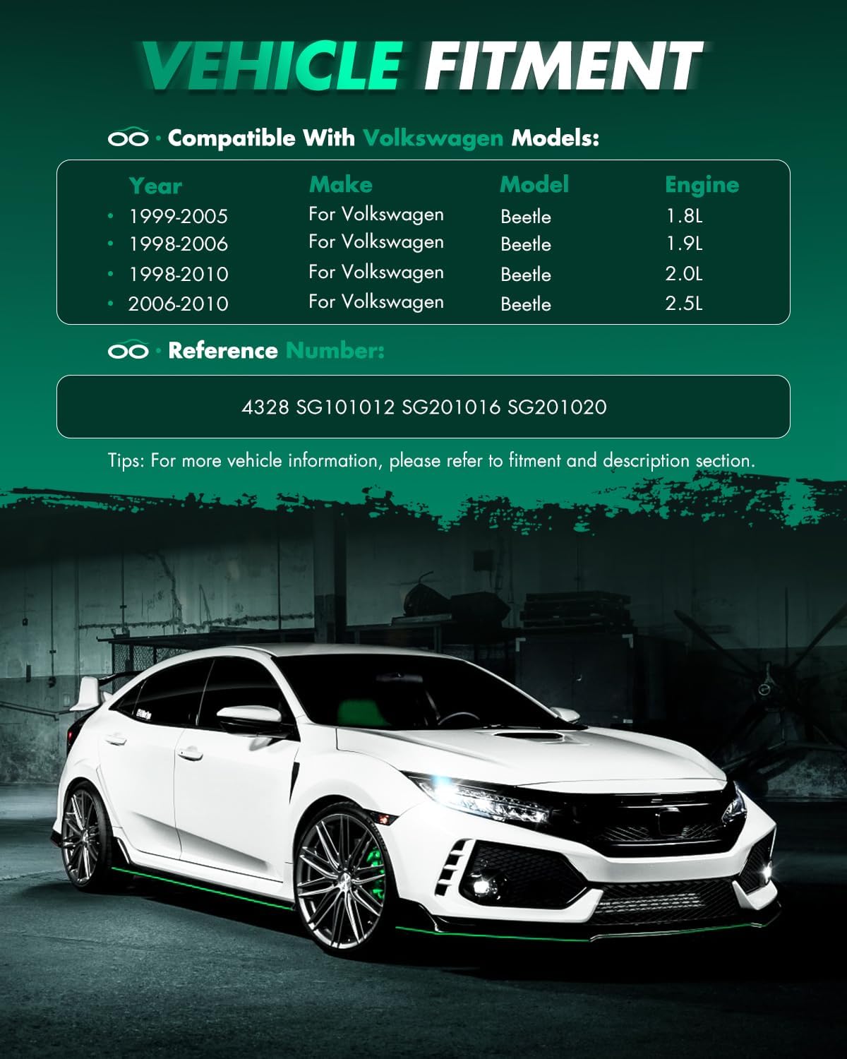 SCITOO Hood Lift Supports Replacement Struts Gas Springs Shocks Fit for Volkswagen Type-1 1998-2010