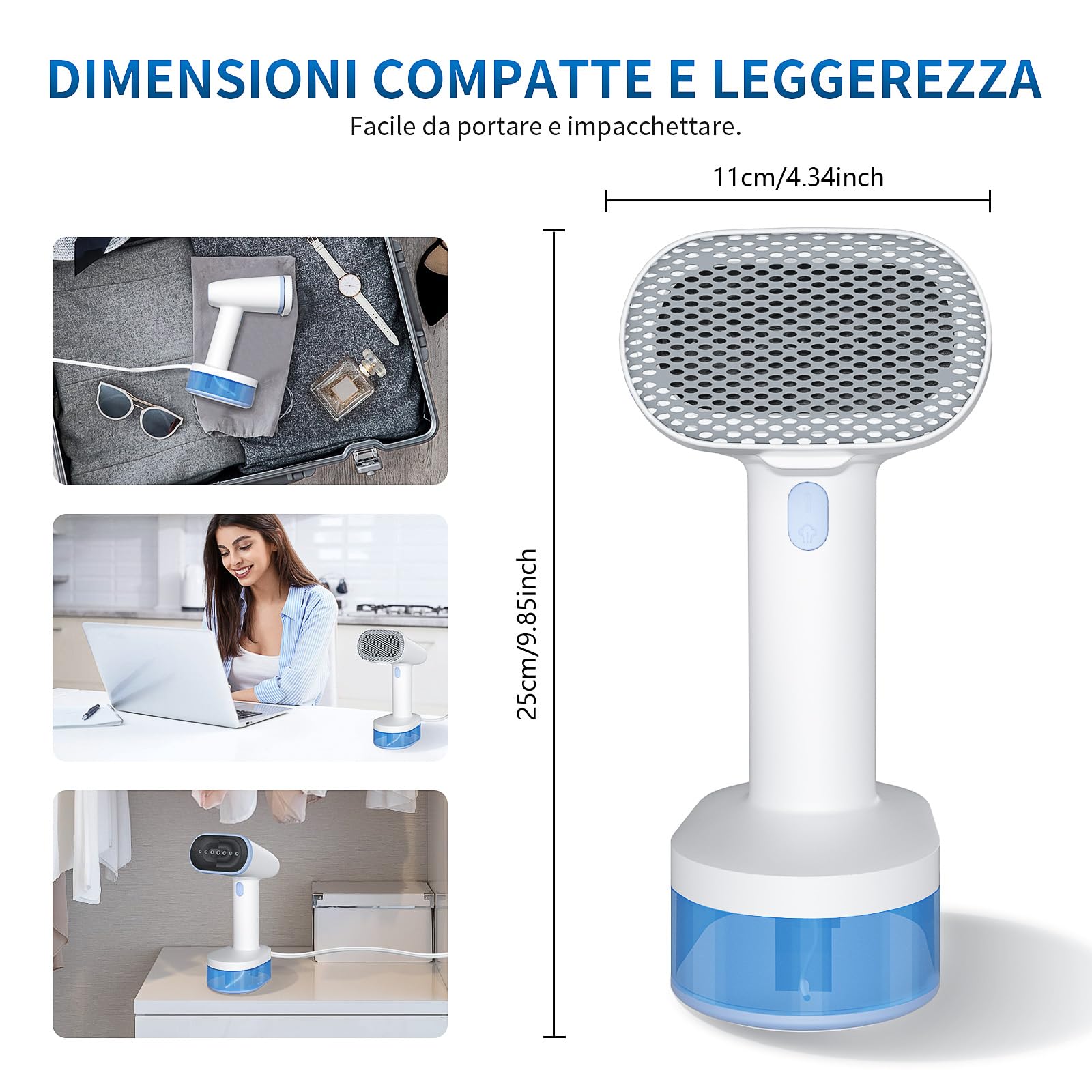 Stiratrice a vapore portatile 1600W 250ml riscaldamento 25s spegnimento automatico autopulizia