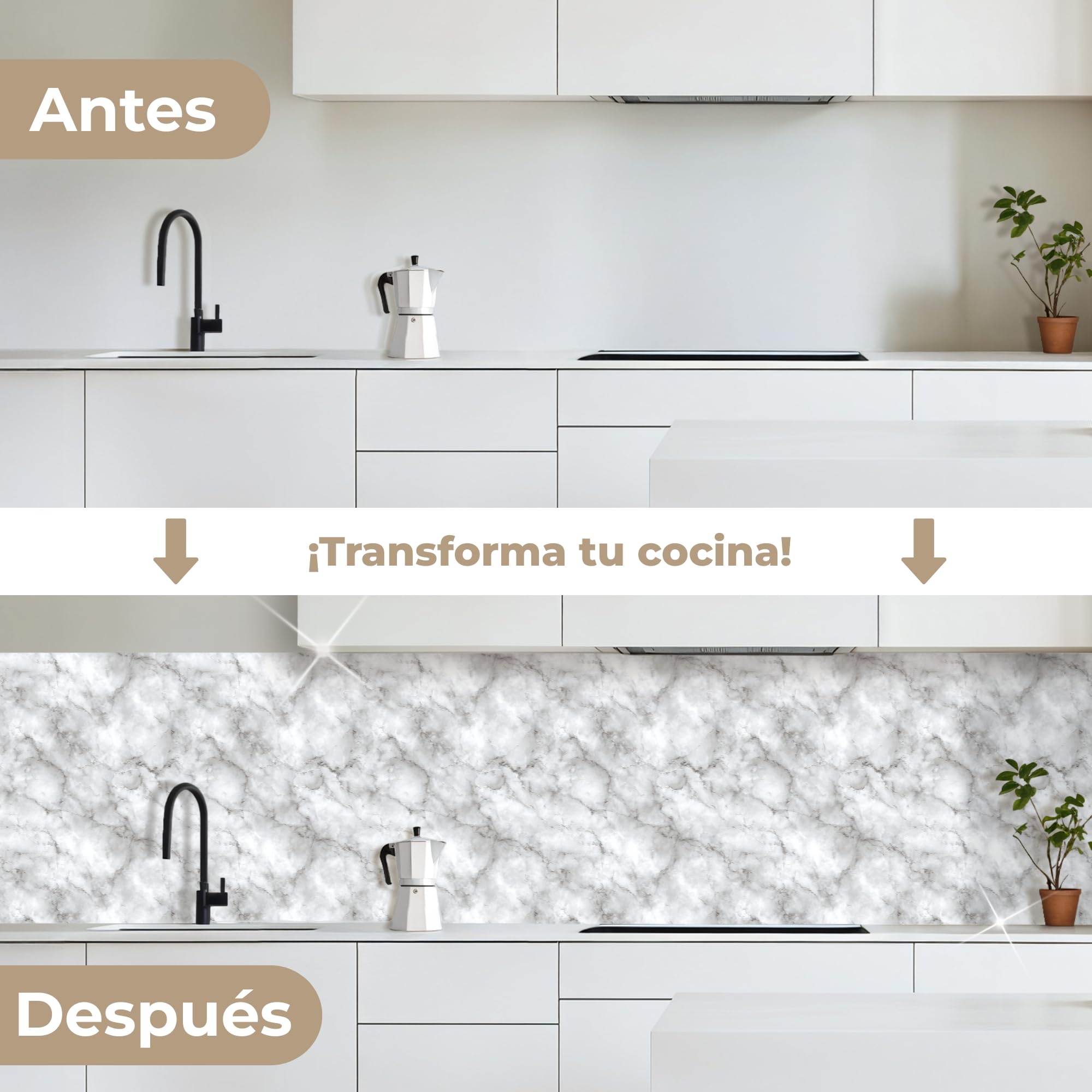 KitchenYeah© Antisalpicaduras Cocina 60x300 cm Adhesivo Salpicadero Protector Pared Salpicaduras Revestimiento Gris - Mármol - Clásico - Vetas