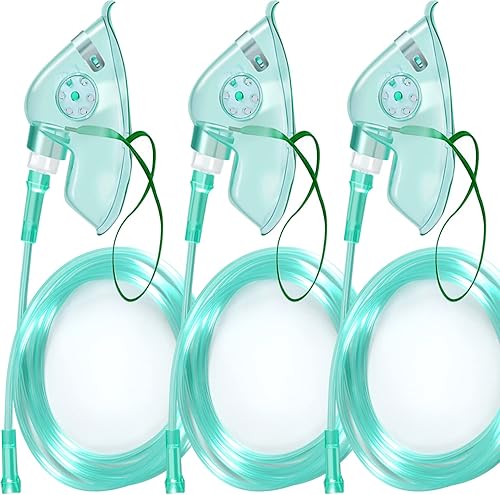 Xgmelon Paquete de 3 mascarillas de oxígeno alargadas para adultos con tubo de 6.6 pies y correa elástica ajustable, talla XL