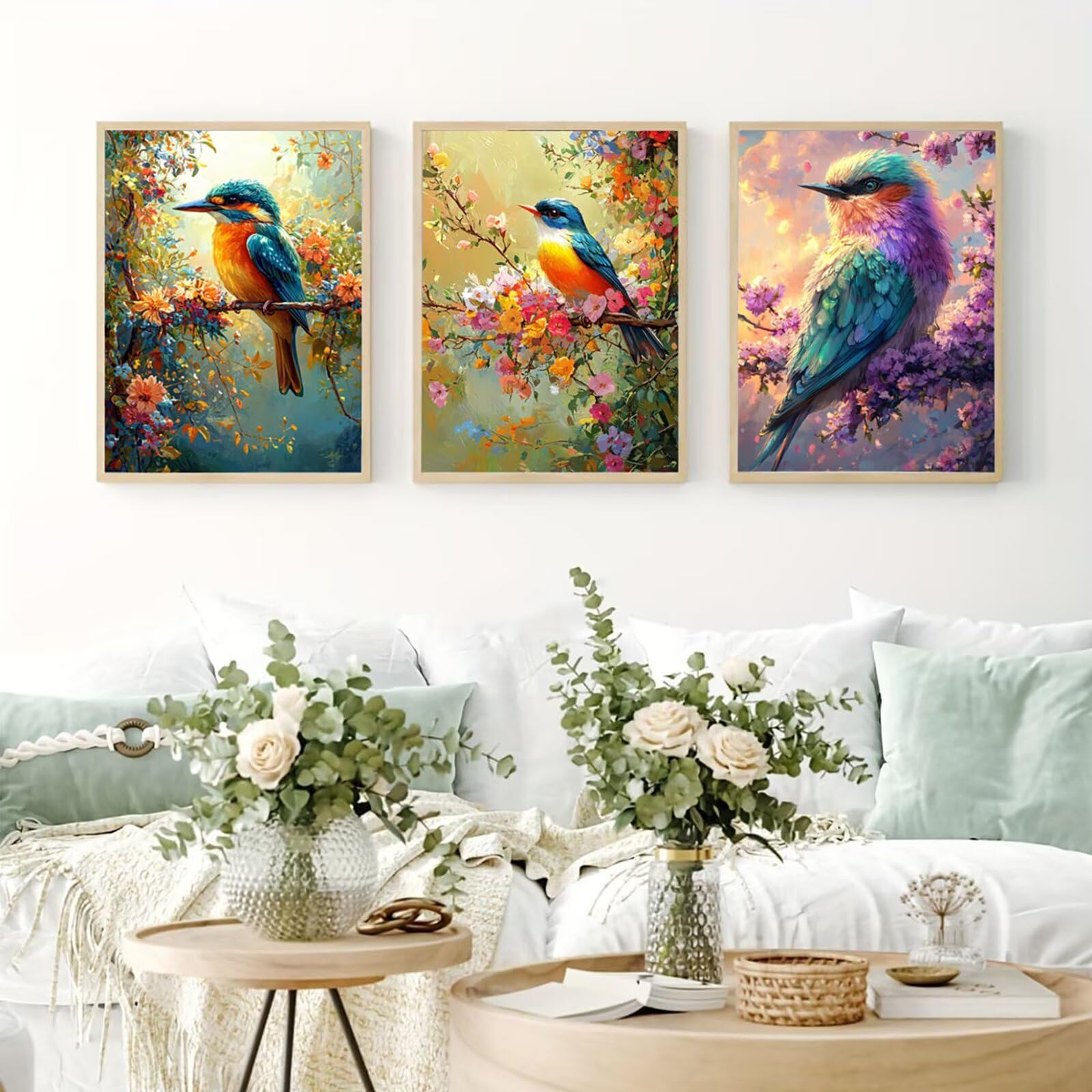 Cnyaunfi 3 Pezzi Animali Pittura Diamante Fai-Da-Te 5D Blu Diamond Painting Kit Completo per Hobby Creativi Adulti, Pittura Diamante Artigianale Per La Decorazione Della Parete Di Casa 70x90cm YF-3426