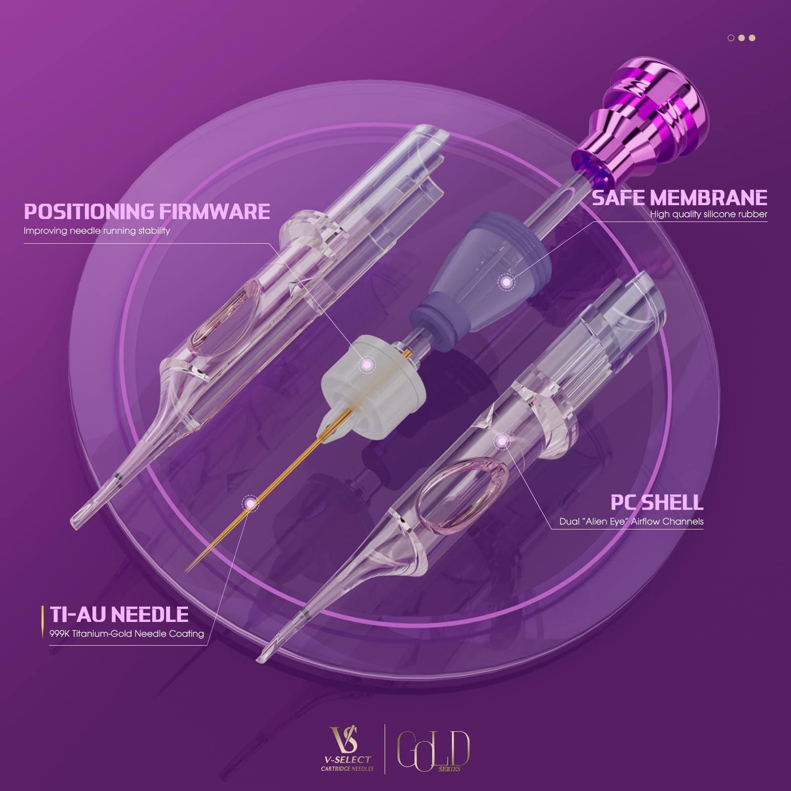 EZ Tattoo Cartuchos de Agujas para Maquillaje Permanente y SMP 20 Unidades #10 1RL 0,30 mm Bugpin Round Liner V Select Gold Series