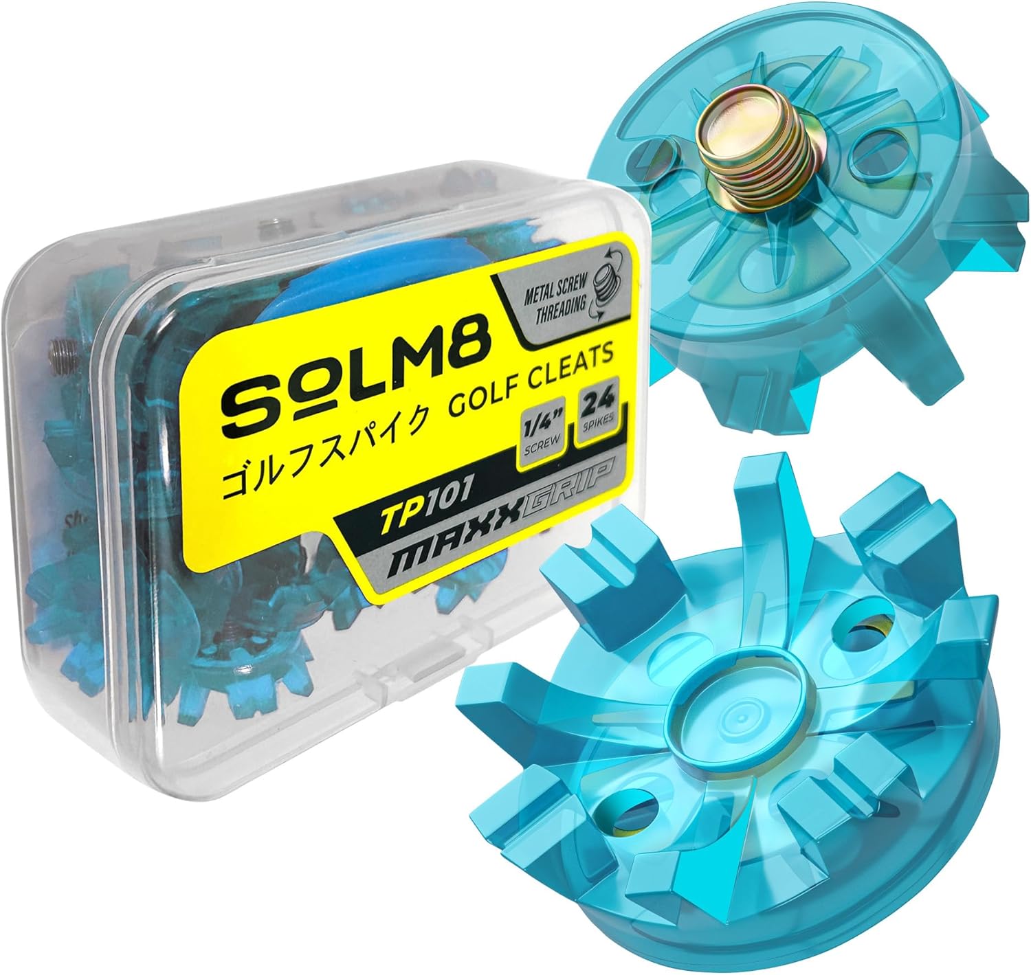 Maxx Gripゴルフシューズスパイク24本。交換用メタルねじねじ。直径1/4インチまたは6mm。ゴルフやクリケットスパイクシュー