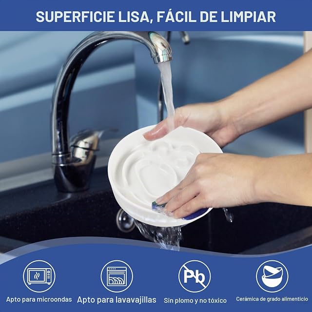 Foto 6 de 7 de Comedero elevado gato, Comedero ceramica con soporte metálico