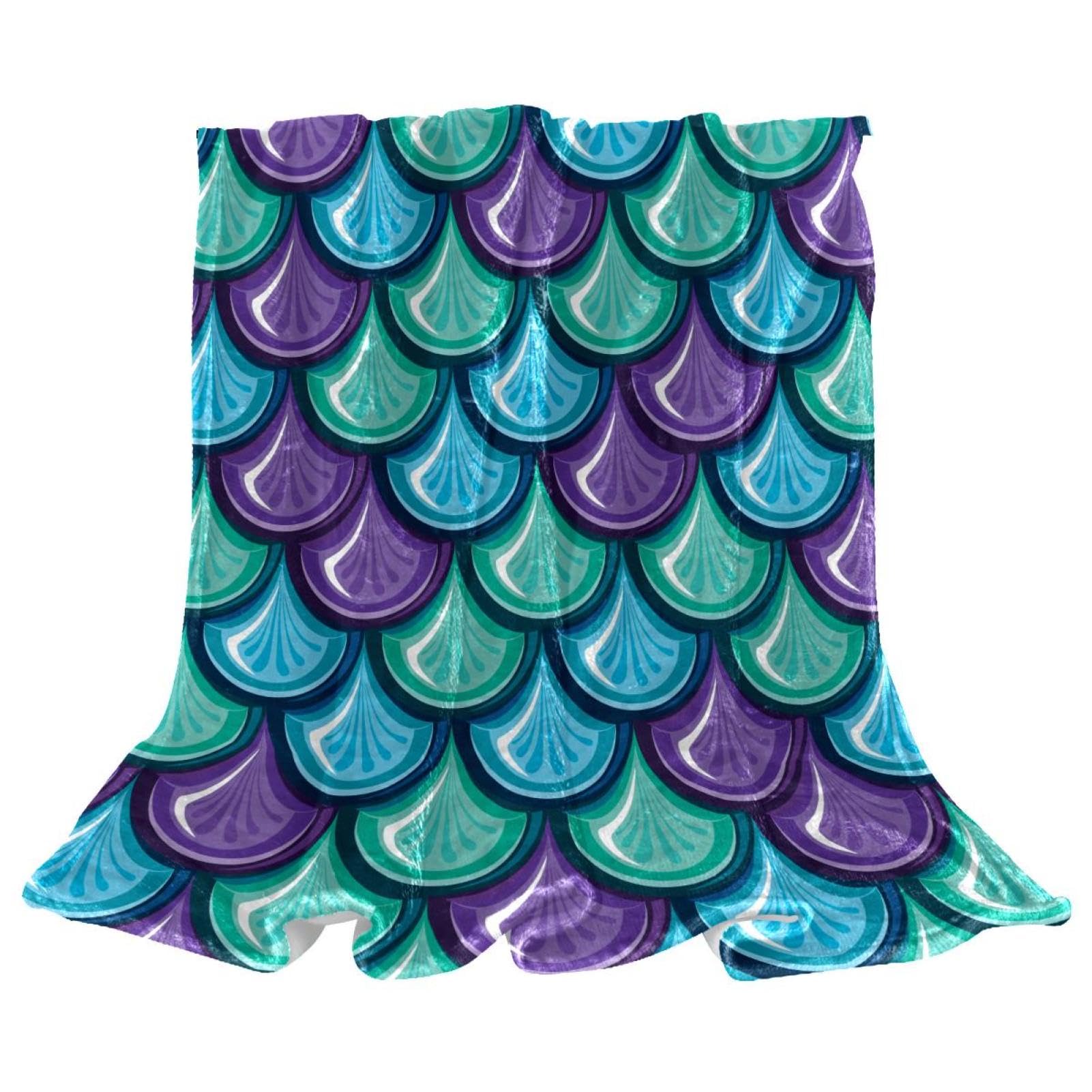 Couverture Polaire Sirène Écailles Bleues 150x200cm en Microfibre