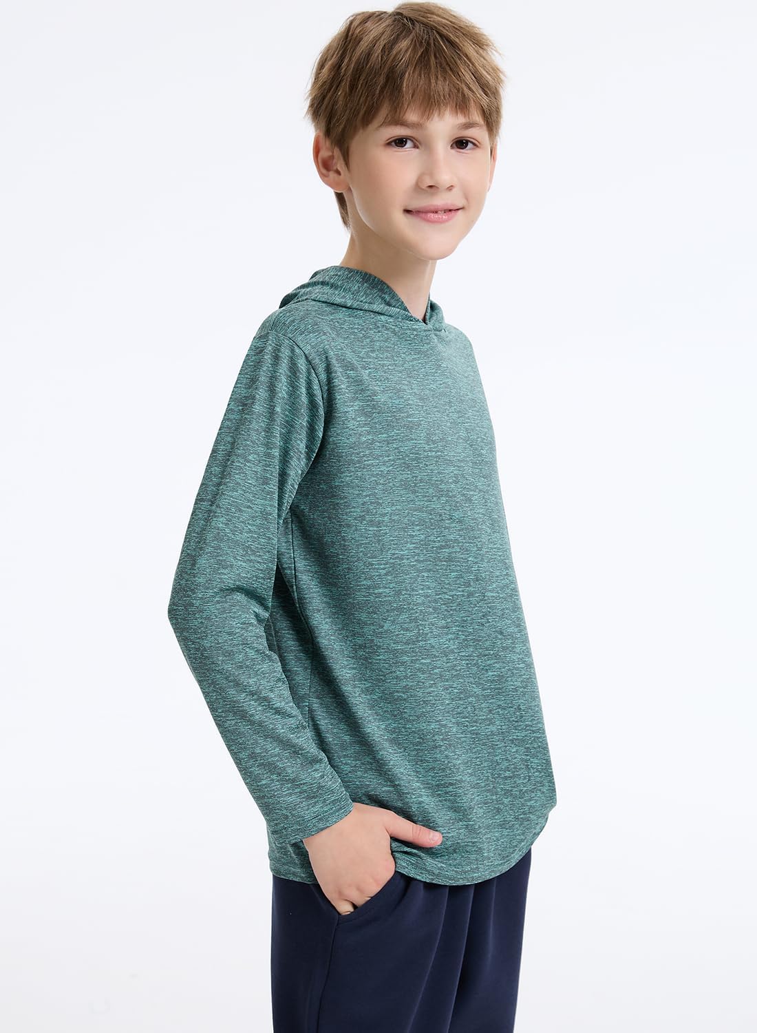 3 Pack Dry-Fit Youth Boys Long Sleeve Athletic Hoodie Sweatshirts Active Hooded Pullover Shirts for Teen Kids - Image 5