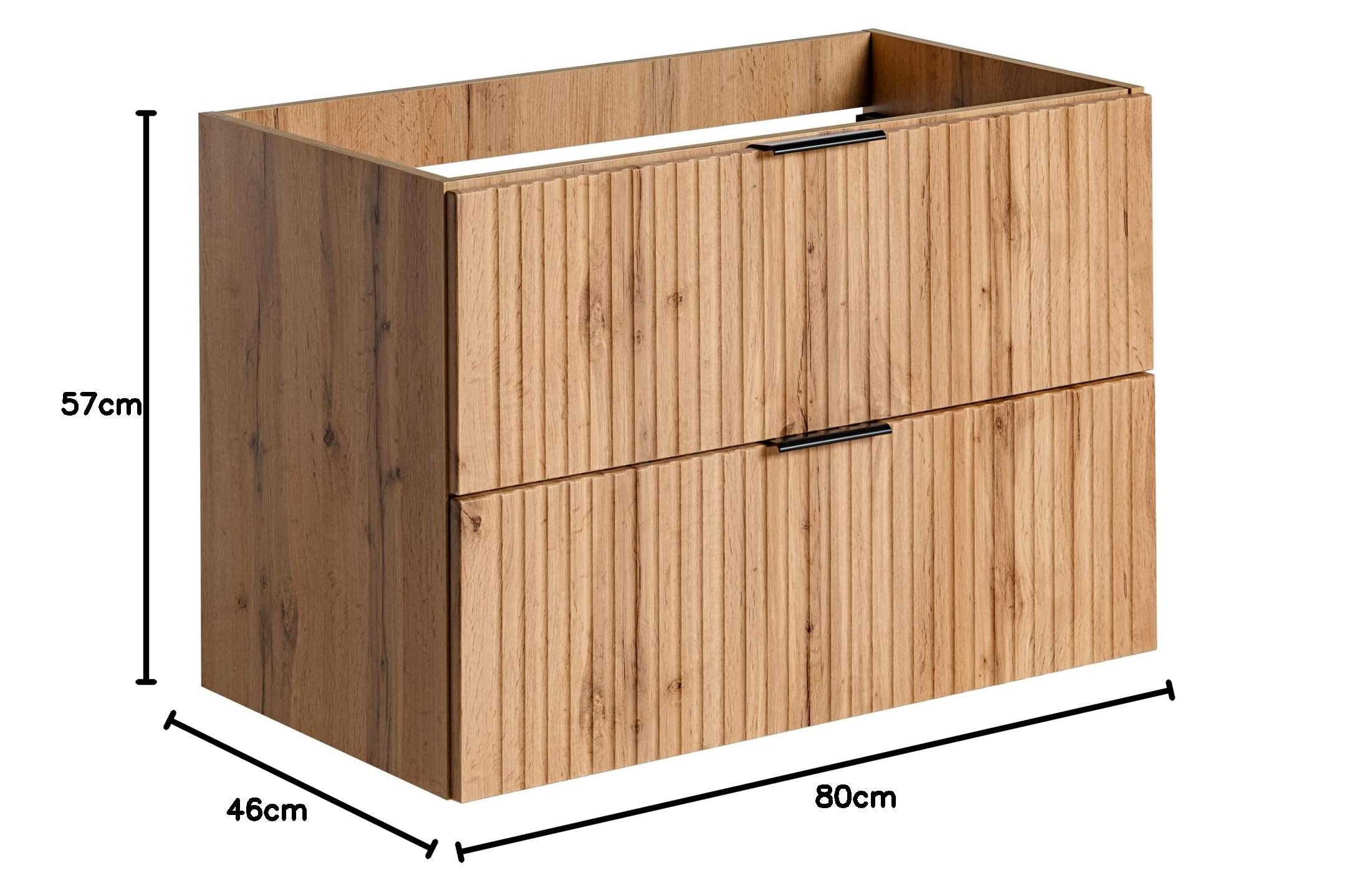 PIASKI ADEL Meuble de Lavabo Suspendu en Chêne - Plan de Travail ou Lavabo Encastré 80 cm - Pour Salle de Bain (Meuble Uniquement)
