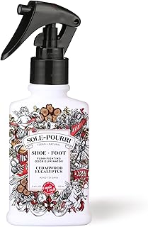 Sole-Pourri Shoe Deodorizer + Foot Spray, 3.4 Fl Oz, Up to 150 Uses, Funk-Fighting Odor Freshener with Essential Oils, for Smelly Shoes, Feet & Gym Bags, Cedarwood & Eucalyptus Scent