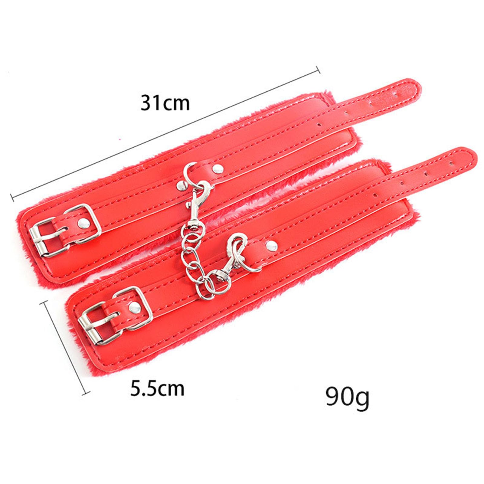 Generico Manette in pelle e peluche BDSM e cinghia per benda, popolare set di allenamento bondage per giochi di coppia - LC15ITW