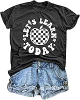 Funny Teacher T-Shirt - School Teaching Life Letter Print Tee For Women