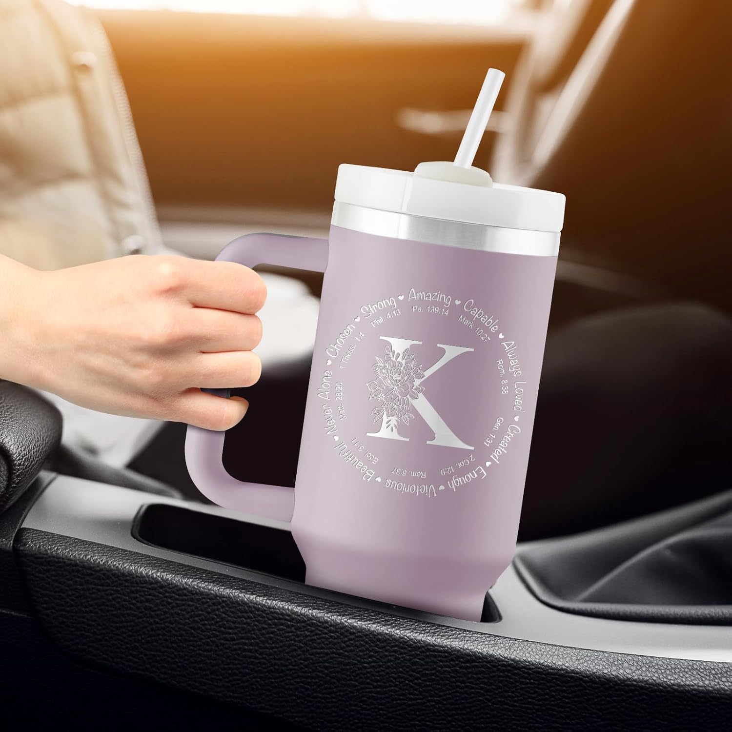 Christian Gifts for Women, Religious Gifts for Women, Monogrammed 40 oz Engraved Tumbler, Spiritual Inspirational Gift Faith based gift Bible Gift, Christian Tumbler for Woman, Initial Christian Cup - Image 7