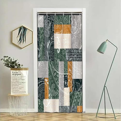 Miniatura 47 de Cortina de ducha de mediados de siglo, moderna abstracta con patrón geométrico atómico de explosión de estrellas para los años 50, accesorios de