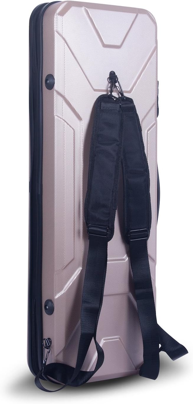 Crossrock 4/4 Violin Case | ABS Molded Hardshell with Combination Lock, Accessory Compartment, and Backpack Straps - Champagne (CRA420VFCH)