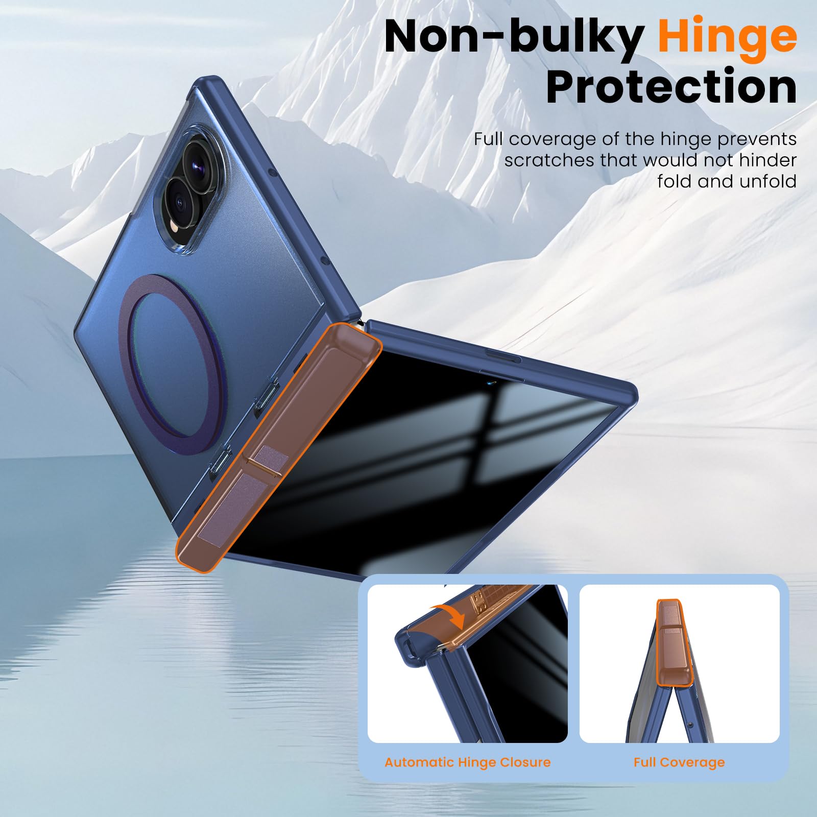 WRJ Custodia per Samsung Galaxy Z Fold 8 con pellicola protettiva per lo schermo privacy e cavalletto pieghevole, adatta per Magsafe, protezione per cerniere, protezione dalle cadute di grado militare