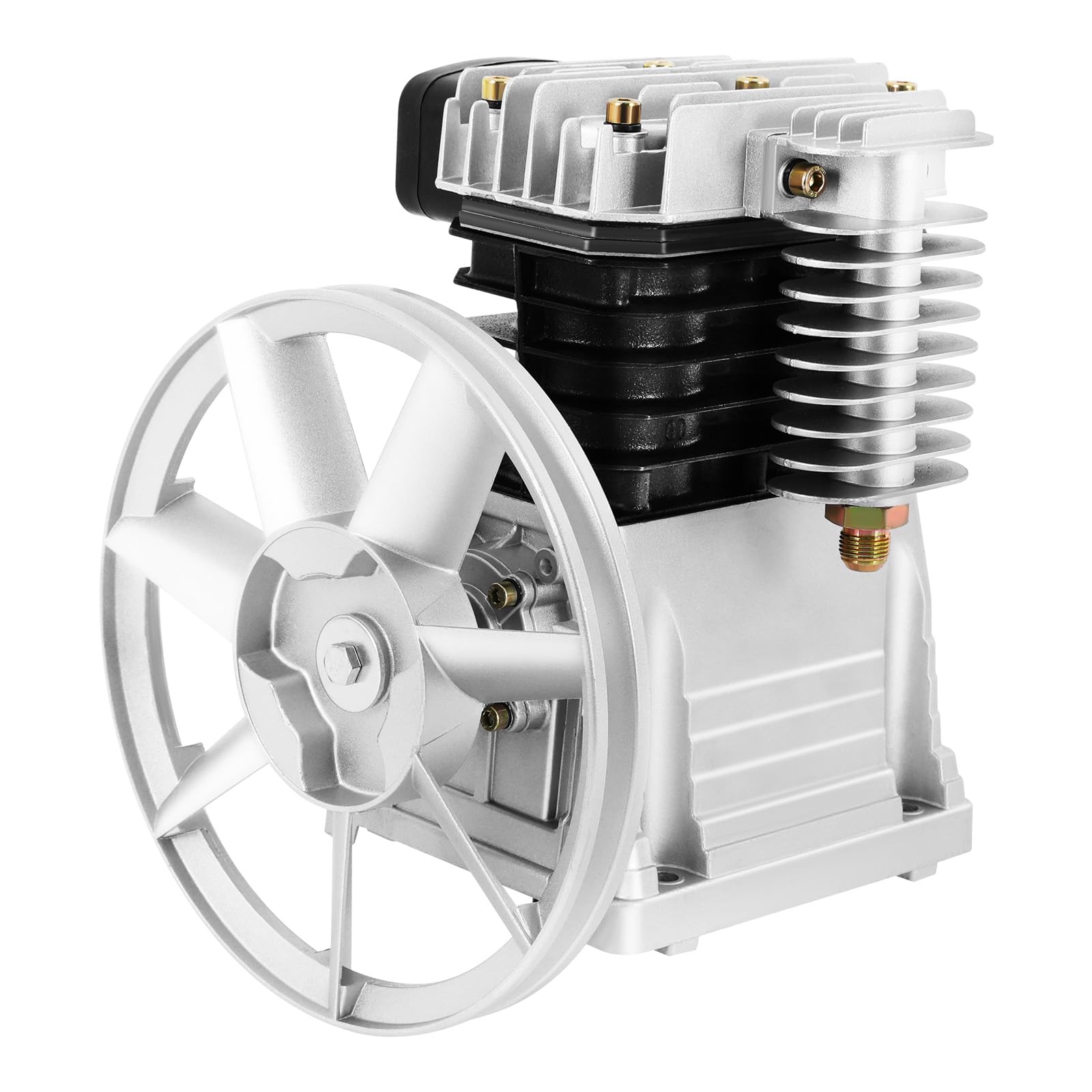 Cabezal de bomba de compresor de aire de dos cilindros de 3 CV, cabezal de compresor de aire, silenciador con filtro de aire, caudal de 250 l/min, para herramientas neumáticas, decoración
