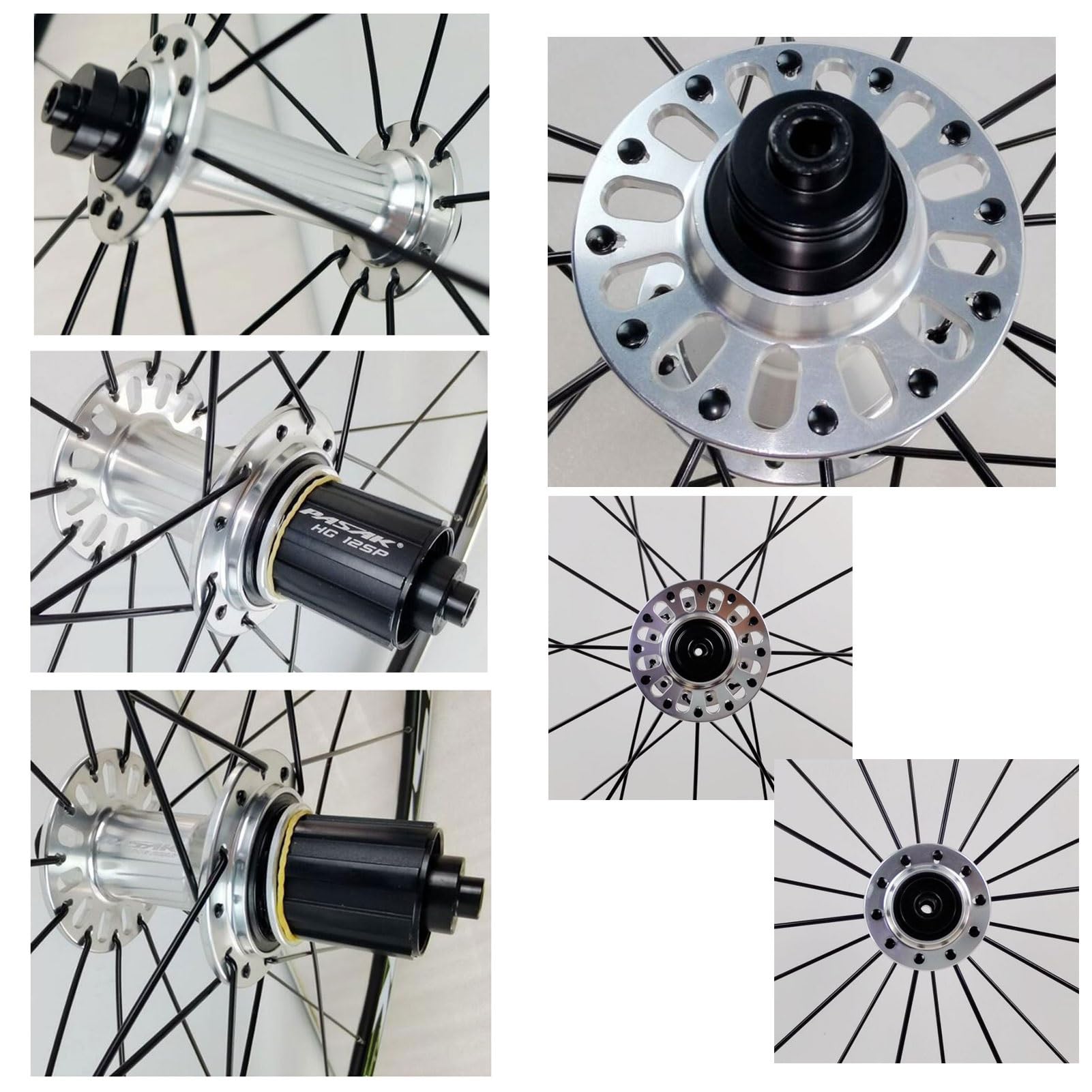 Przednie i tylne koła rowerowe, szybkie zwalnianie pierścień ze stopu aluminium/hamulec C/V podstawa z pięcioma pazurami 7-12 prędkości 700c Off Road 25-45c zestaw kół do opon (kolor: czarna piasta