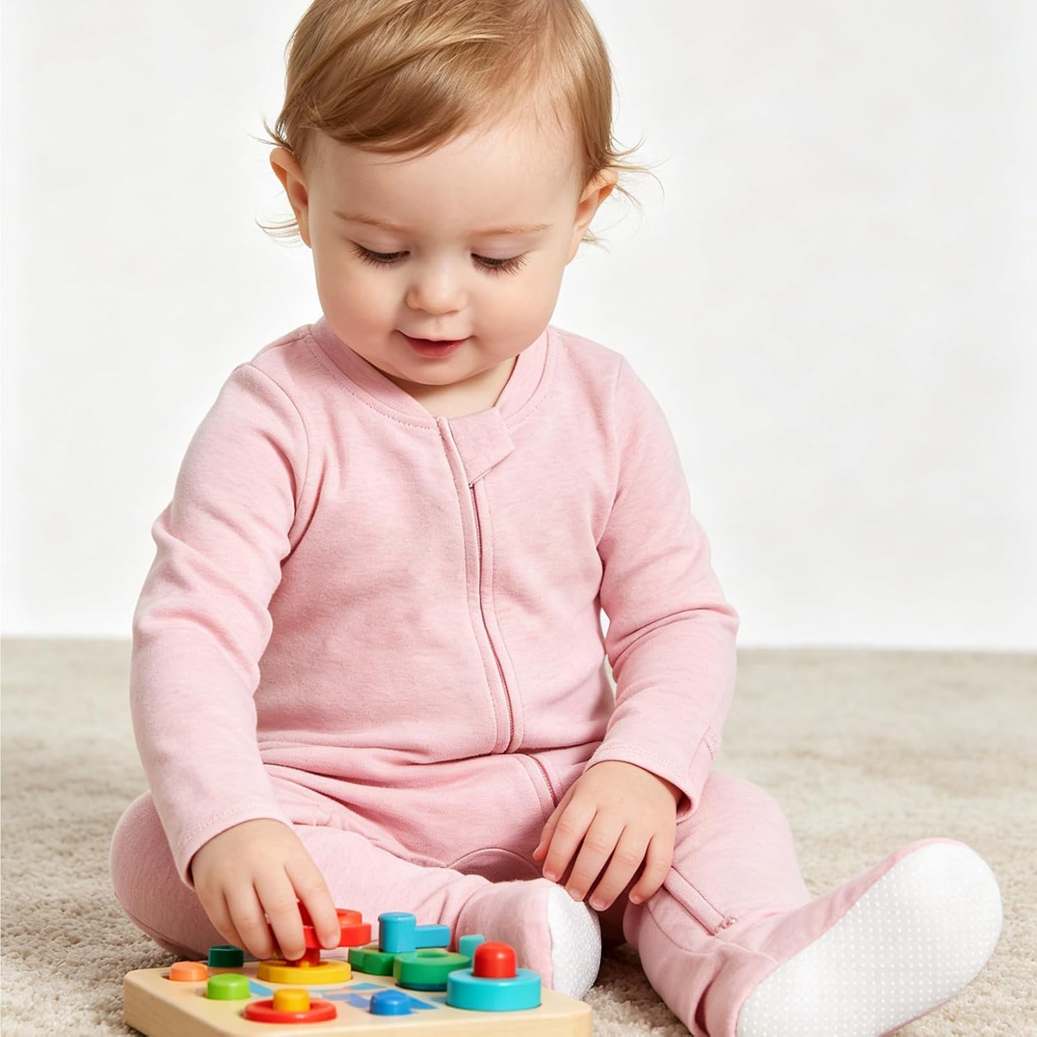 Aablexema Baby Footie Pajamas with Mittens - 3Pcs Infant Cotton Footed One Piece Sleepwear Outfits