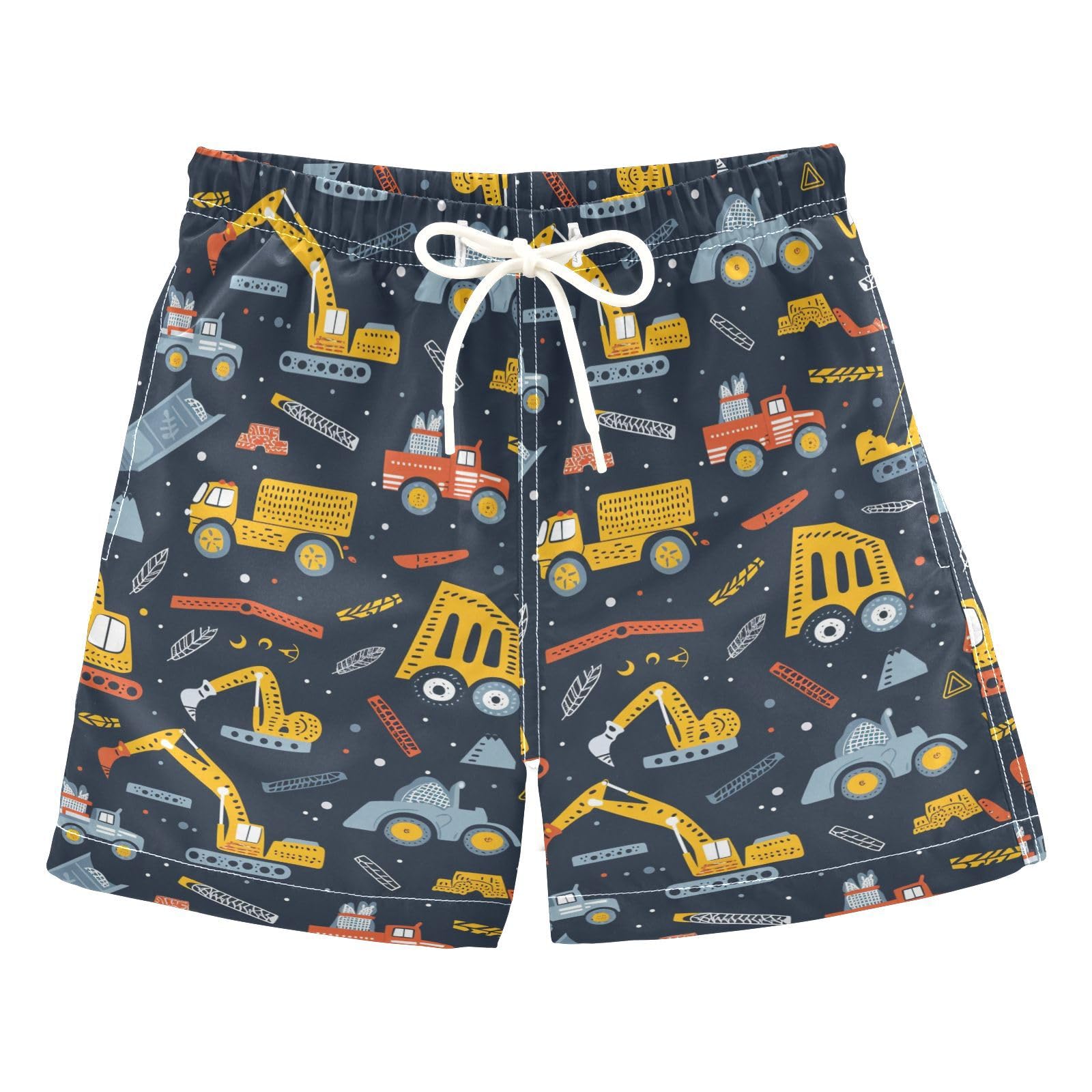 senya Cartoon Excavator S Boys Swim Trunks Toddler Shorts Swimwear Boardshorts Multicoloured