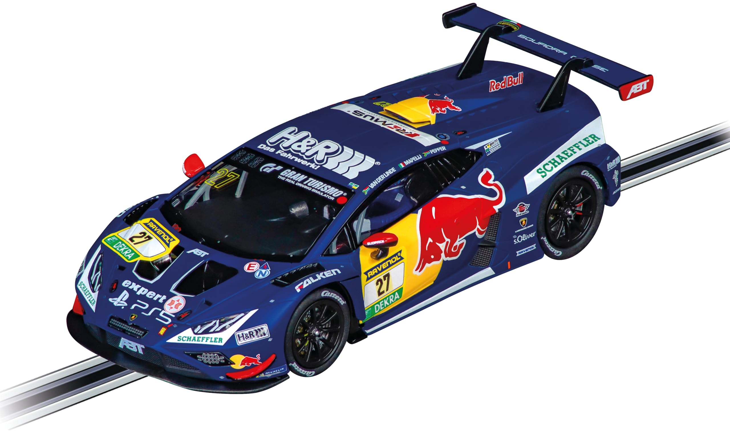 Carrera Digital 132 20032057 Lamborghini Huracán GT3 Evo2 Abt-Sportsline, No.27 1:32 Scale Slot Car With Working Front