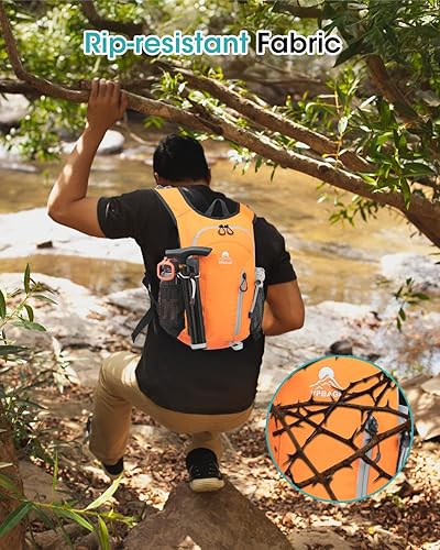 Miniatura 6 de Mochila de senderismo pequeña con soporte frontal para teléfono, mochila plegable con correa para el pecho y la cintura, mochila ligera para mujeres