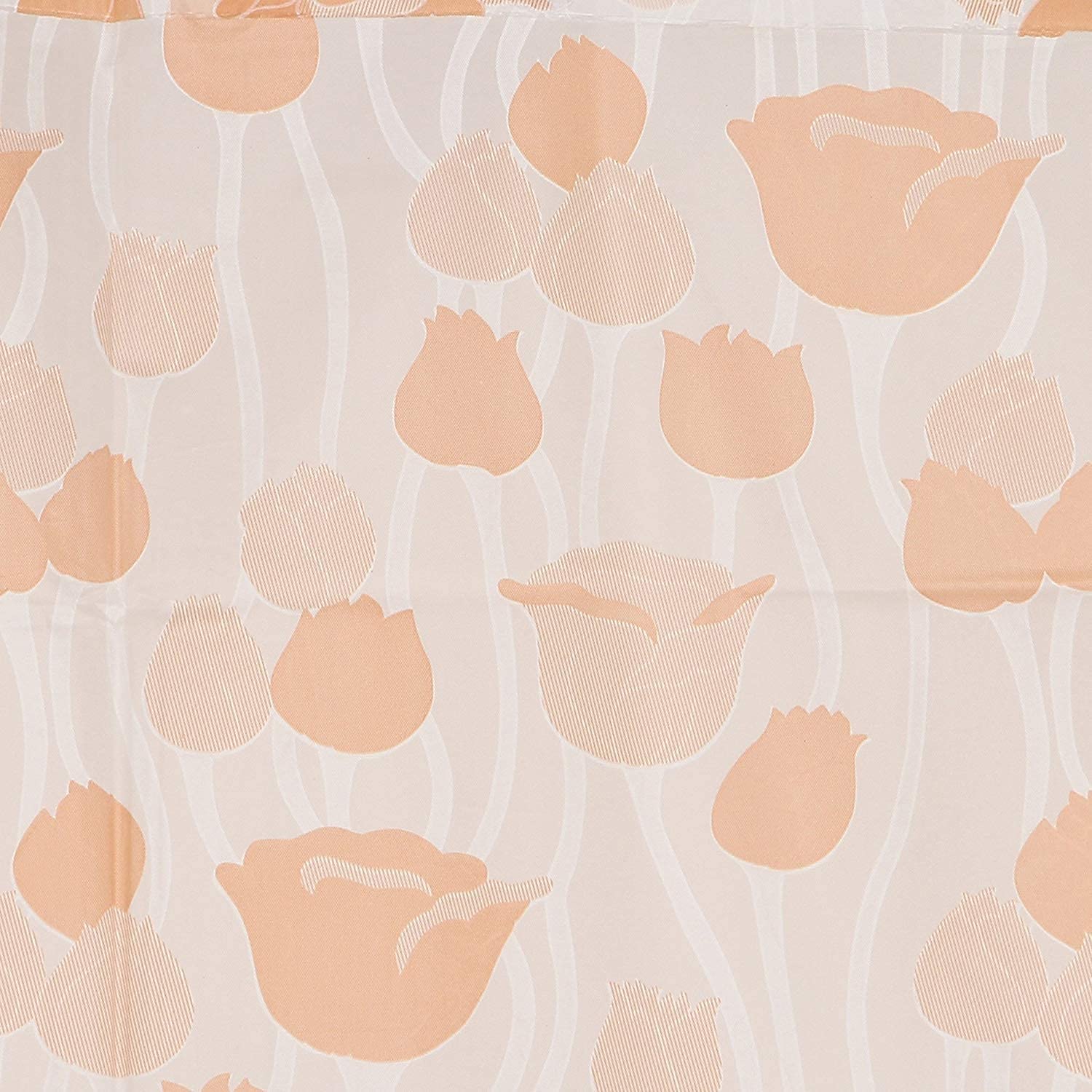 SHAVIN PVC Flower Printed Bathroom Shower Curtain Pack of 1 with Hooks (7 FT, Orange)