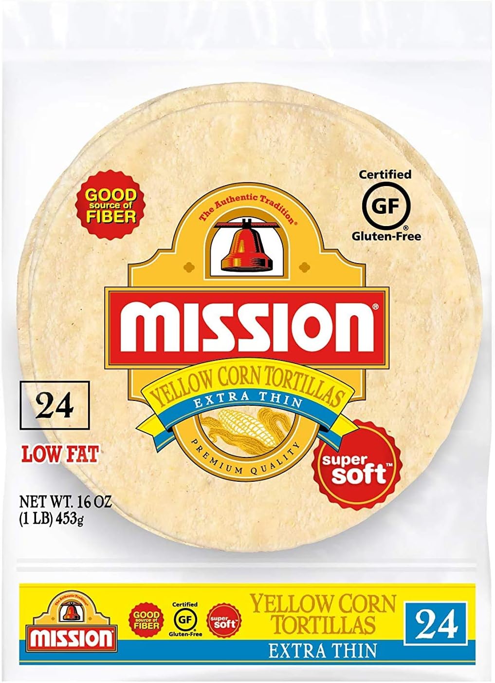 - Mission Extra Thin Yellow Corn Tortillas, Gluten Free, Trans Fat Free, Small Soft Taco Size - 2 Packs 1 Pound (Pack of 2)
