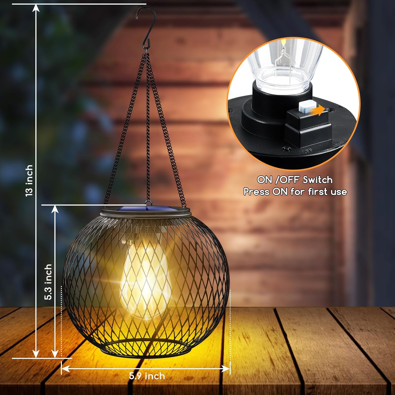 UBright Solar Outdoor Lights Upgraded Hanging Solar Lantern Metal