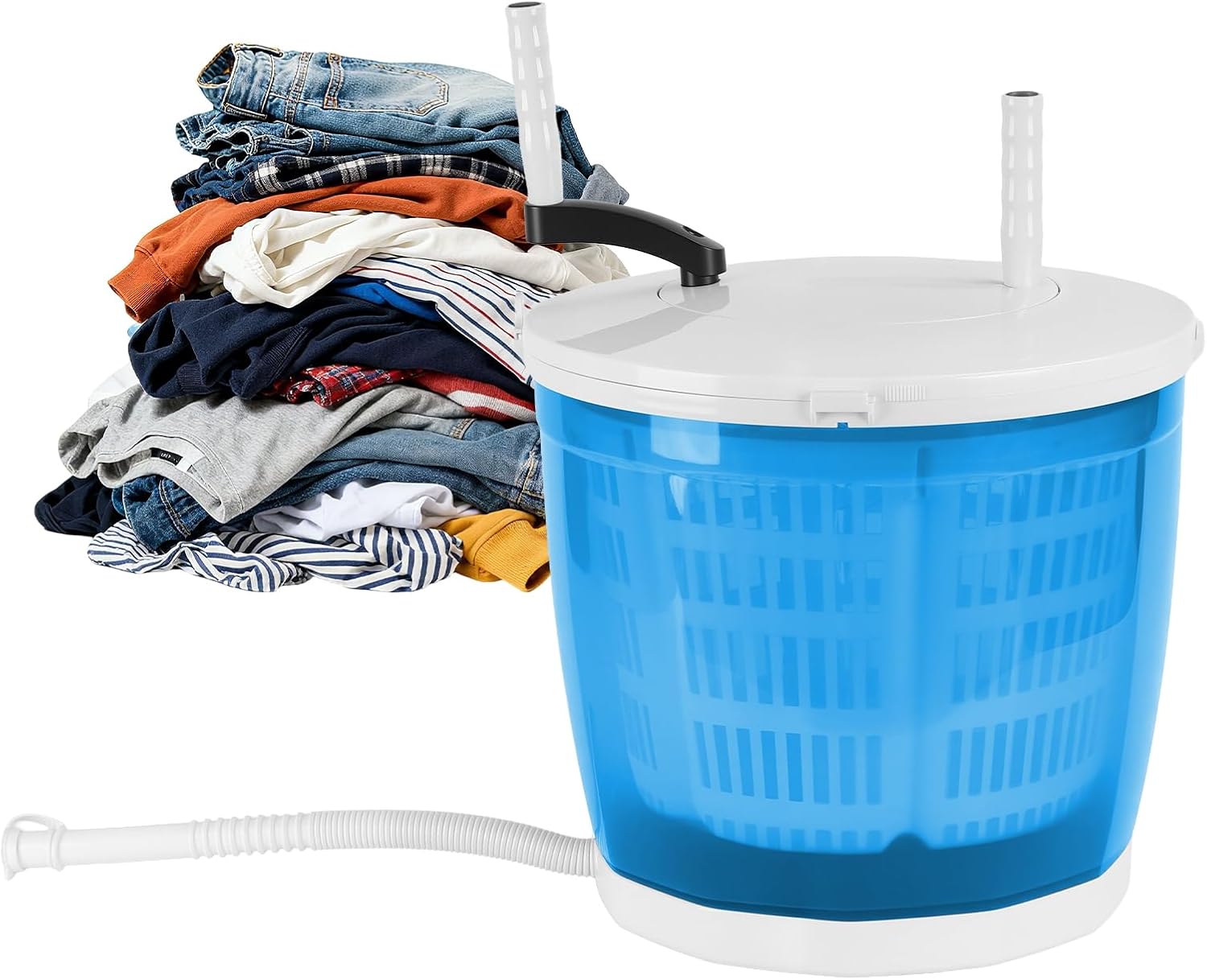 Hand Crank Washing Machine, 2-in-1 Hand Washing Machine,4.4lbs Wash Capacity,Portable Washer & Spin Dryer for Camping, Dorm, Travel, No Electricity Needed, Suction Cup Base, Compact Laundry Machine S