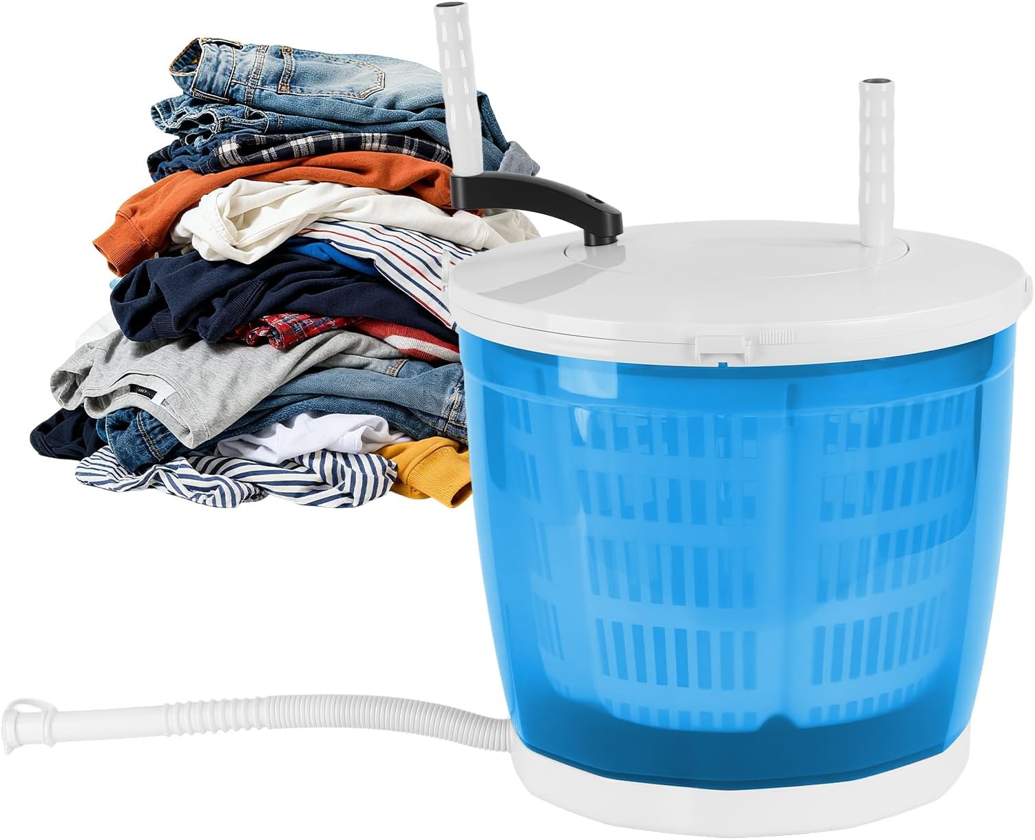 Hand Crank Washing Machine, 2-in-1 Hand Washing Machine,4.4lbs Wash Capacity,Portable Washer & Spin Dryer for Camping, Dorm, Travel, No Electricity Needed, Suction Cup Base, Compact Laundry Machine S