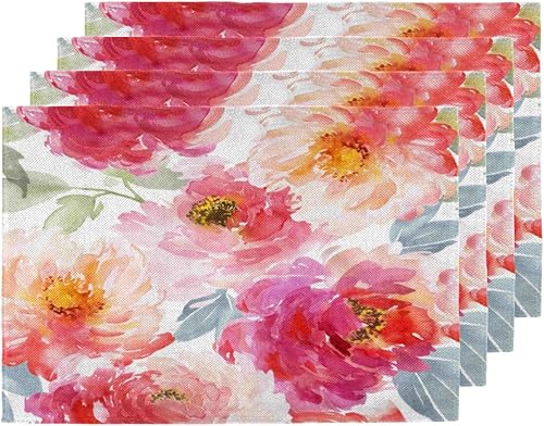 Romantic Funny Texture Placemats Set of 4 Table Mats Washable Placemat Waterproof Place Mats for Party Home Dining Table Decor 18x12 in