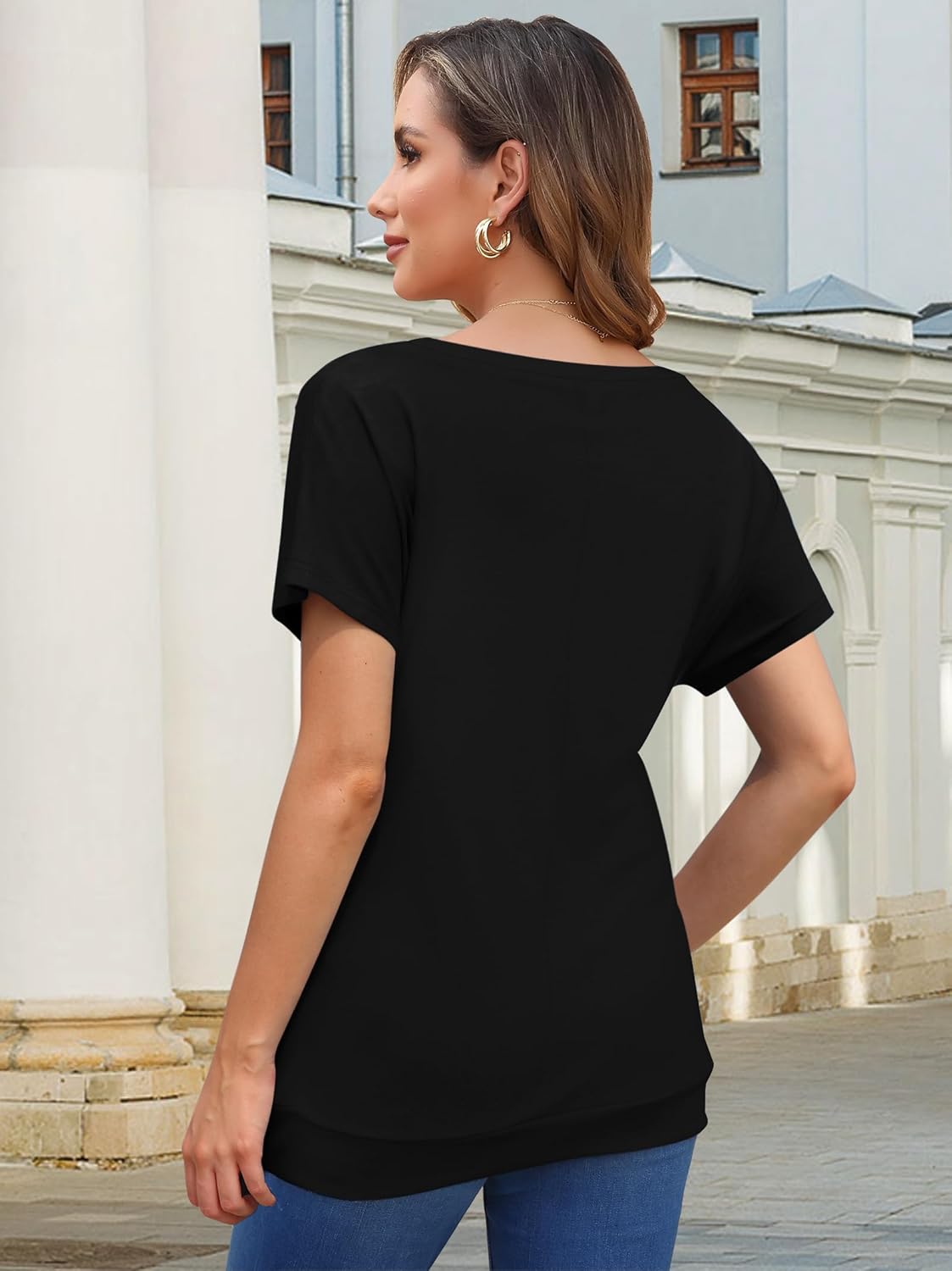 MOLERANI Women's Casual Short Sleeve Round Neck Loose Tunic T Shirt Blouse Tops - Image 4