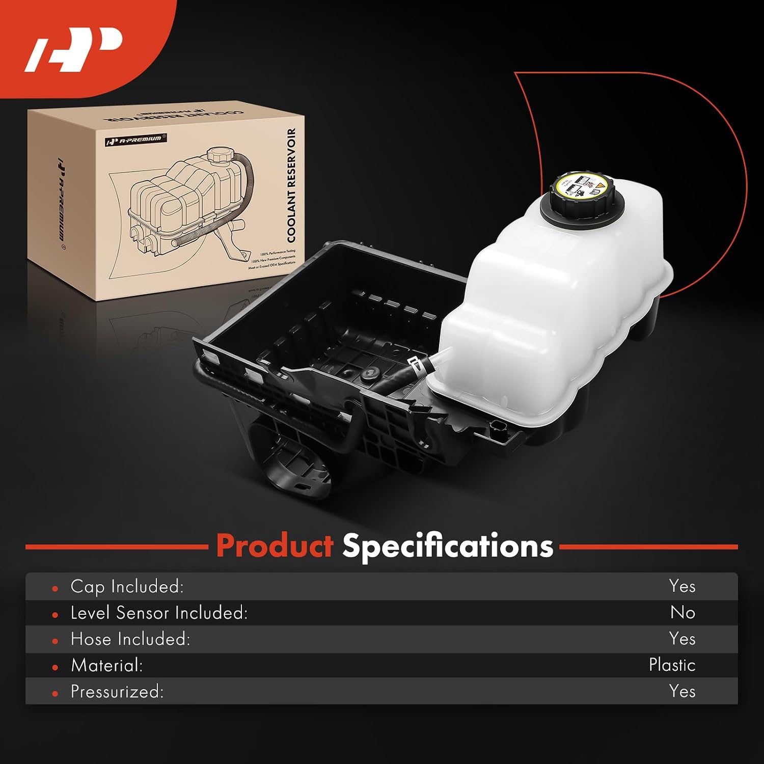 A-Premium Engine Coolant Overflow Recovery Reservoir Tank [with Cap & Hose] Compatible with Ford Expedition & Lincoln Navigator, 2007 2008 - Front Side