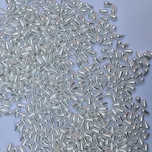 Miniatura 7 de 100 cuentas sueltas de lágrima de 0.236 x 0.394 pulgadas, cuentas de perlas de gota de agua para bricolaje, joyería de cuentas de imitación ABS