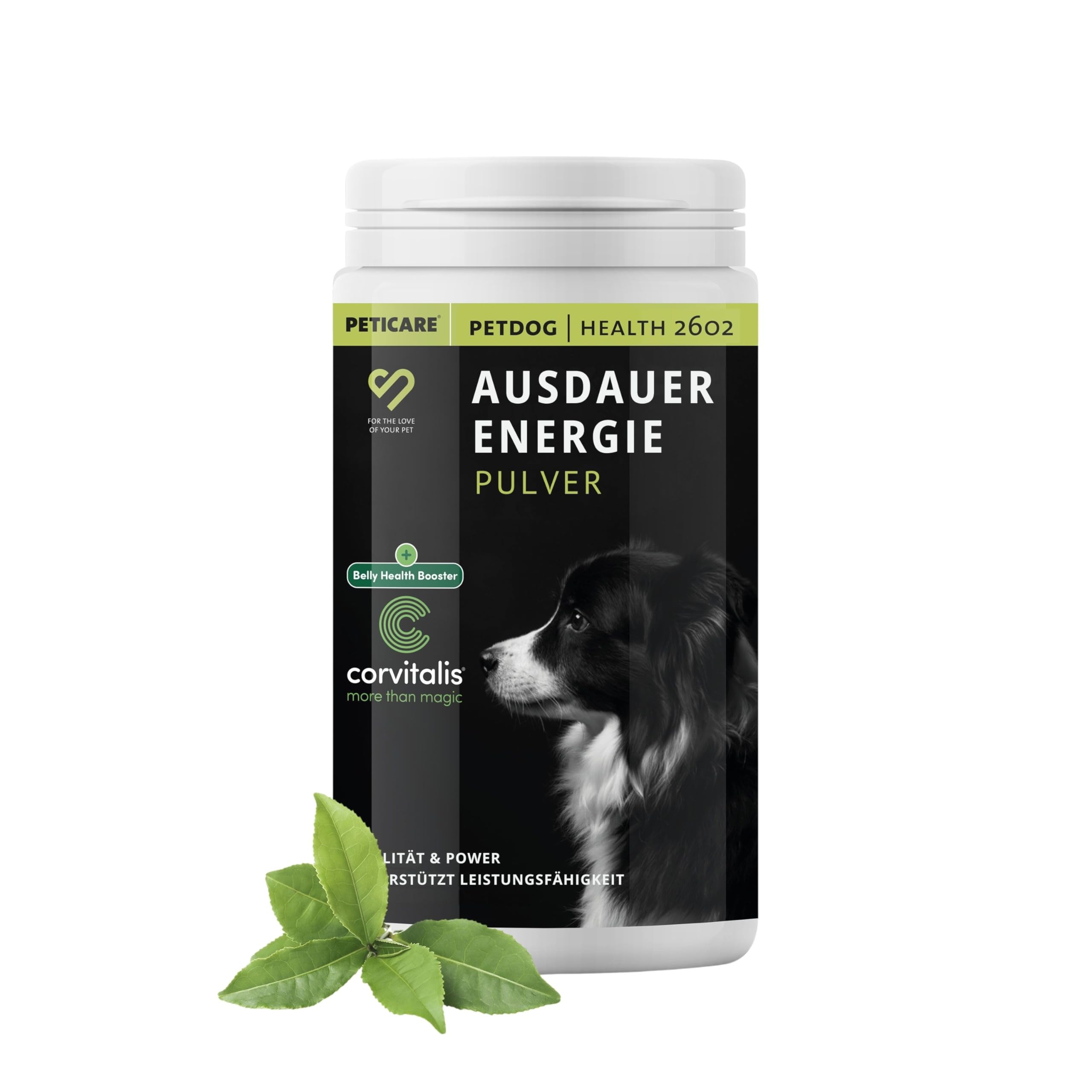 Peticare Ergänzungsfutter für sportliche Hunde | Unterstützendes Pulver für Ausdauer & Vitalität | Mit Kollagen & Omega-3, für Gelenk-Gesundheit, Muskel-Regeneration